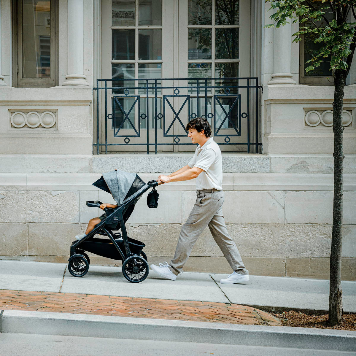 Chicco Corso Primo Modular Quick-Fold Stroller with Infant Car Seat Adapter, for Newborns and Toddlers, Summit/Grey