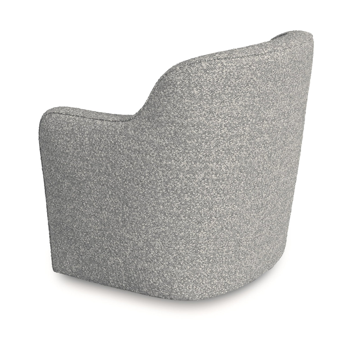 Homepop Home Décor Upholstered 360° Barrel Back Swivel Chair | Accent Chairs for Living Room & Bedroom | Decorative Home Furniture, White Boucle with Gray Yarn
