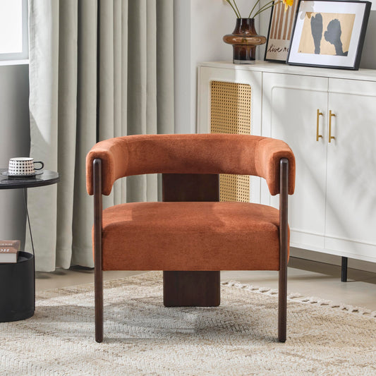 Christopher Knight Home Nettie Modern Accent Chair for Living Room, Velvet Fabric Single Lounge Sofa Chair with Wooden Frame, Comfy Reading Chair for Bedroom, Lounge Armchair with Cushion,Burnt Orange