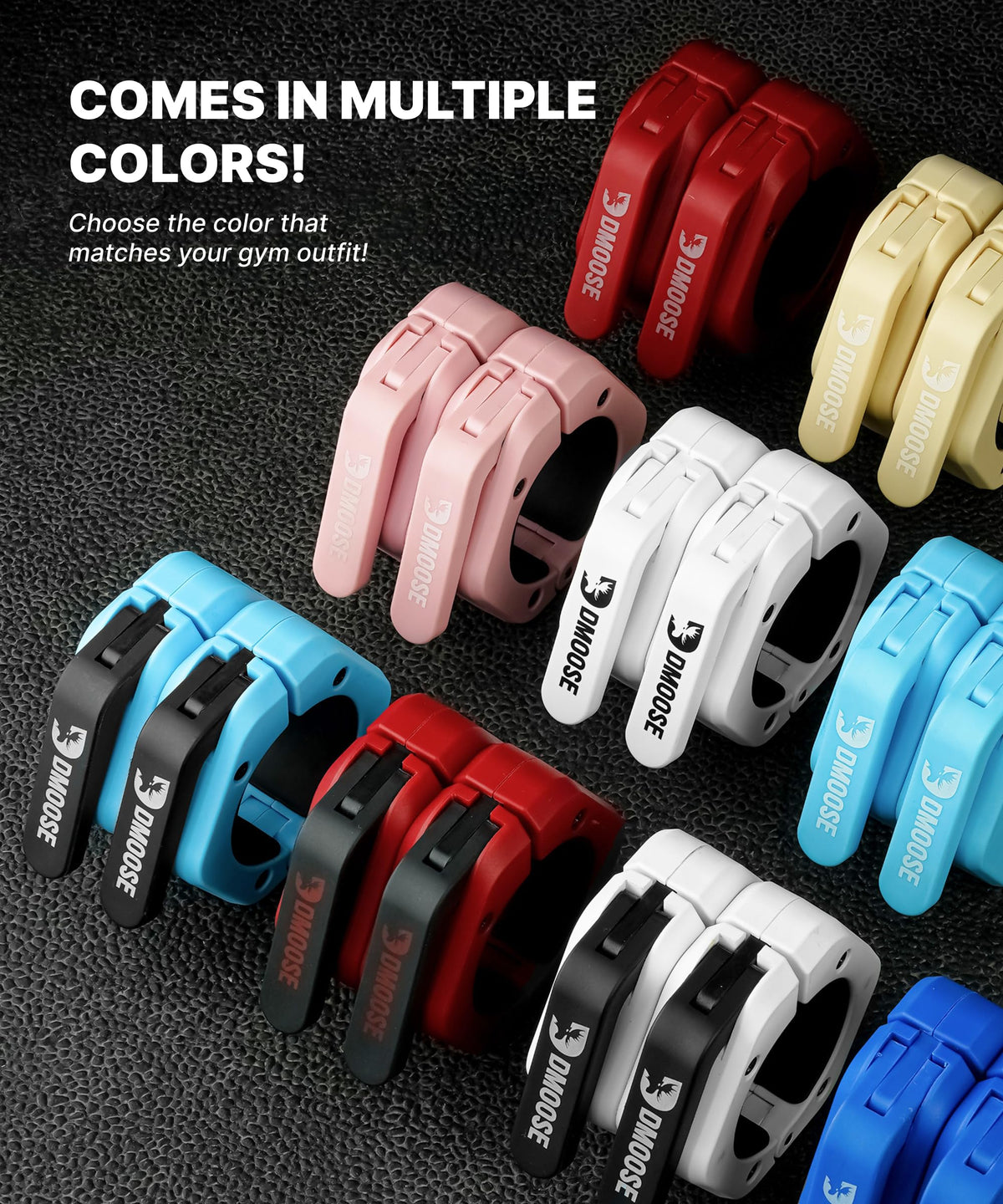 DMoose Barbell Clips (Pair) - Quick Release Olympic Barbell Clamps with Anti Slip TPR Grip, 2" Barbell Collars for Secure Weightlifting & Powerlifting (Purple & Black - Magnetic)