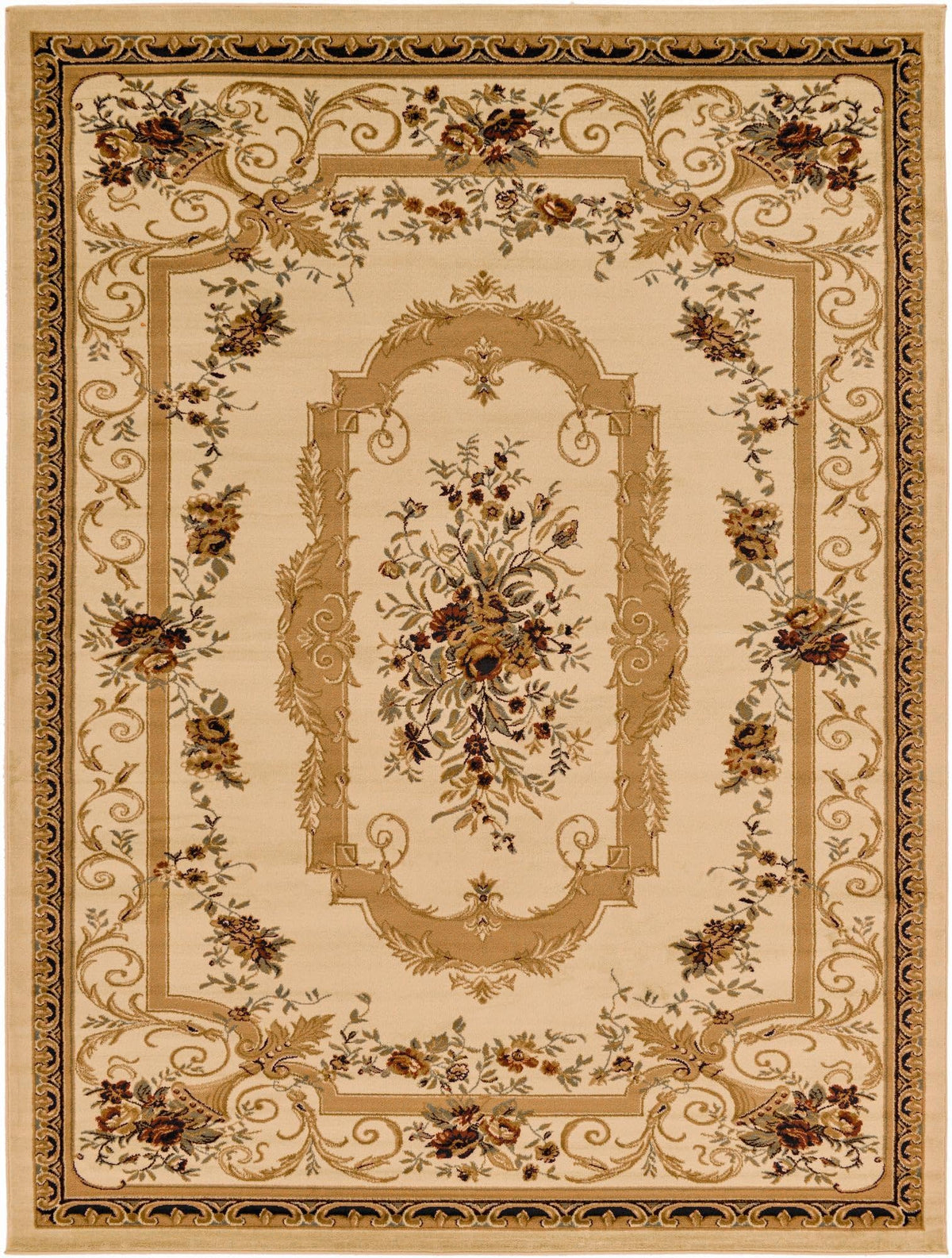 Unique Loom Versailles Collection Area Rug - Henry (9' x 12' Rectangle Cream/Green)