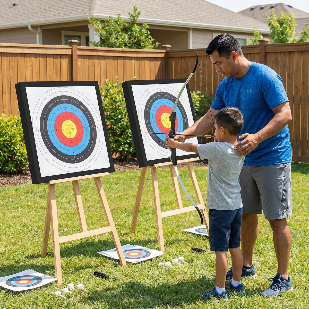 2Pcs 20'' Foam Archery Target, High-Density EVA Archery Targets for Backyard, Archery Target Block with 10pcs Targets Paper, 8pcs Target Pins, Arrow Puller (Foam Target)