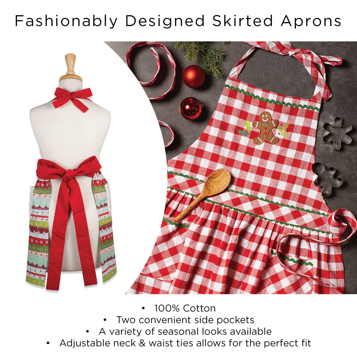 DII Happy Halloween Collection Goth Style Spooky Kitchen Apron, One Size, Buffalo Check, Trick or Treat