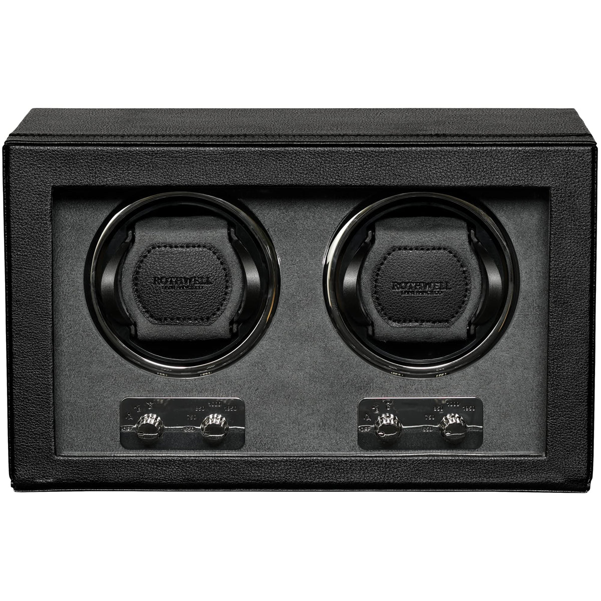 ROTHWELL Double Watch Winder for Automatic Watches with Quiet Motor with Multiple Speeds and Rotation Settings (Black/Grey)