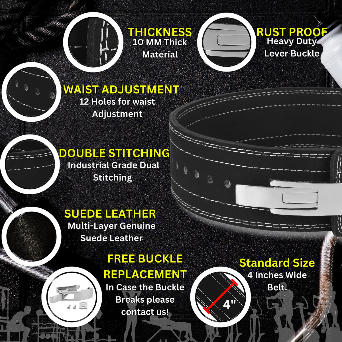 Powerlifting Belts Lever Belt For Men and Women 9mm IPF Thick Leather Weight Lifting Belt Ideal for Gym Belts Training Weightlifting and Bodybuilding Squats and Deadlifts (Small (26"-32"))