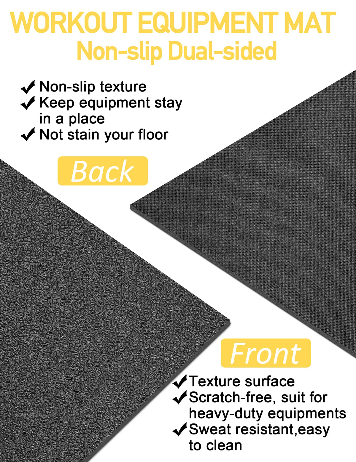 Treadmill Mat,60" x 30",6mm Thickness Exercise Equipment Mat for Carpet Hardwood Floors, Compatible with Walking Pad,Spin Bike,Elliptical Trainer,Rowing Machine