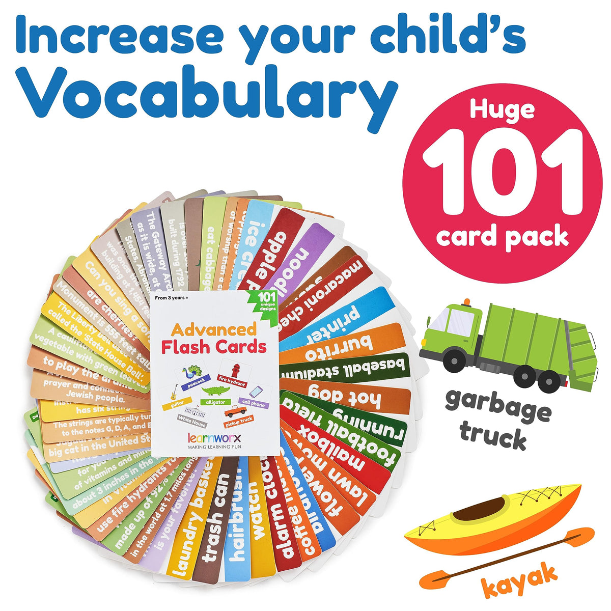 Advanced Flash Cards for Toddlers 3-5 Years – 101 Flashcards – Preschool Flash Cards – Kindergarten Flash Card for Kids – Toddler Learning – Educational Gift - for Ages 3, 4, 5 & 6
